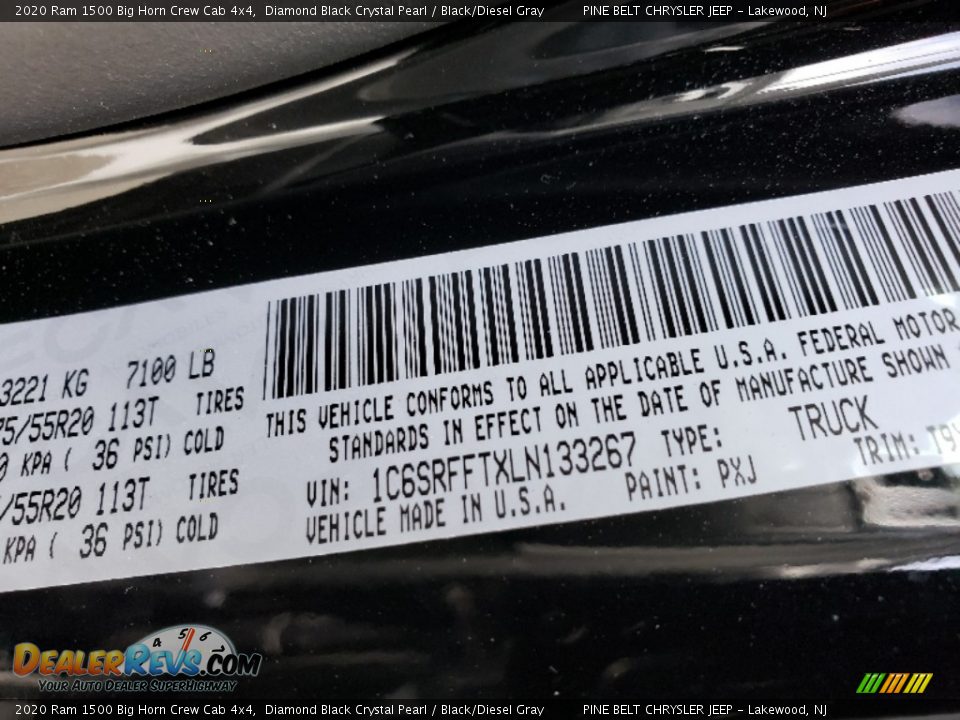 2020 Ram 1500 Big Horn Crew Cab 4x4 Diamond Black Crystal Pearl / Black/Diesel Gray Photo #9