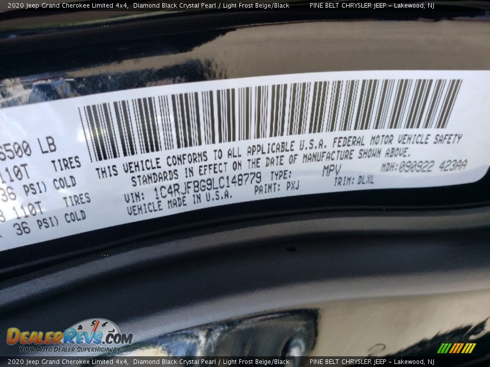 2020 Jeep Grand Cherokee Limited 4x4 Diamond Black Crystal Pearl / Light Frost Beige/Black Photo #9