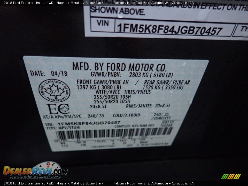 2018 Ford Explorer Limited 4WD Magnetic Metallic / Ebony Black Photo #23