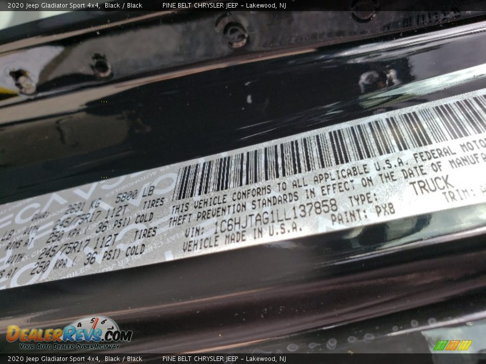2020 Jeep Gladiator Sport 4x4 Black / Black Photo #9