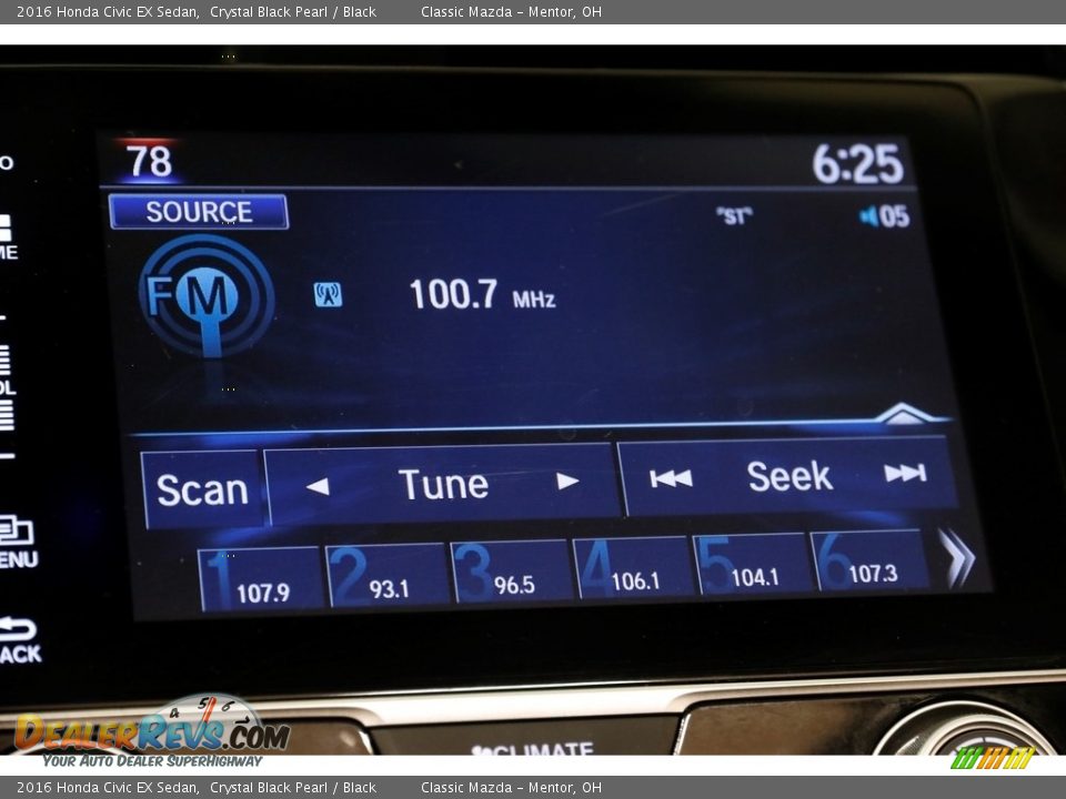 2016 Honda Civic EX Sedan Crystal Black Pearl / Black Photo #11