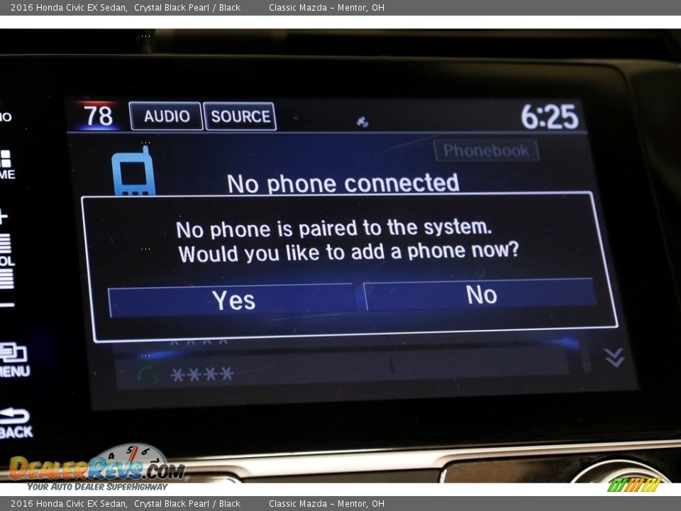 2016 Honda Civic EX Sedan Crystal Black Pearl / Black Photo #12