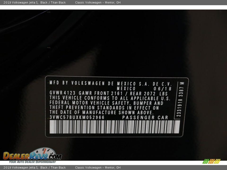 2019 Volkswagen Jetta S Black / Titan Black Photo #21