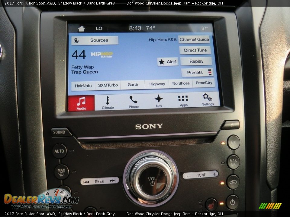 2017 Ford Fusion Sport AWD Shadow Black / Dark Earth Grey Photo #28