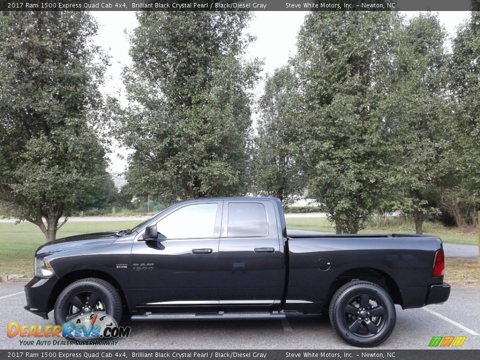 2017 Ram 1500 Express Quad Cab 4x4 Brilliant Black Crystal Pearl / Black/Diesel Gray Photo #1
