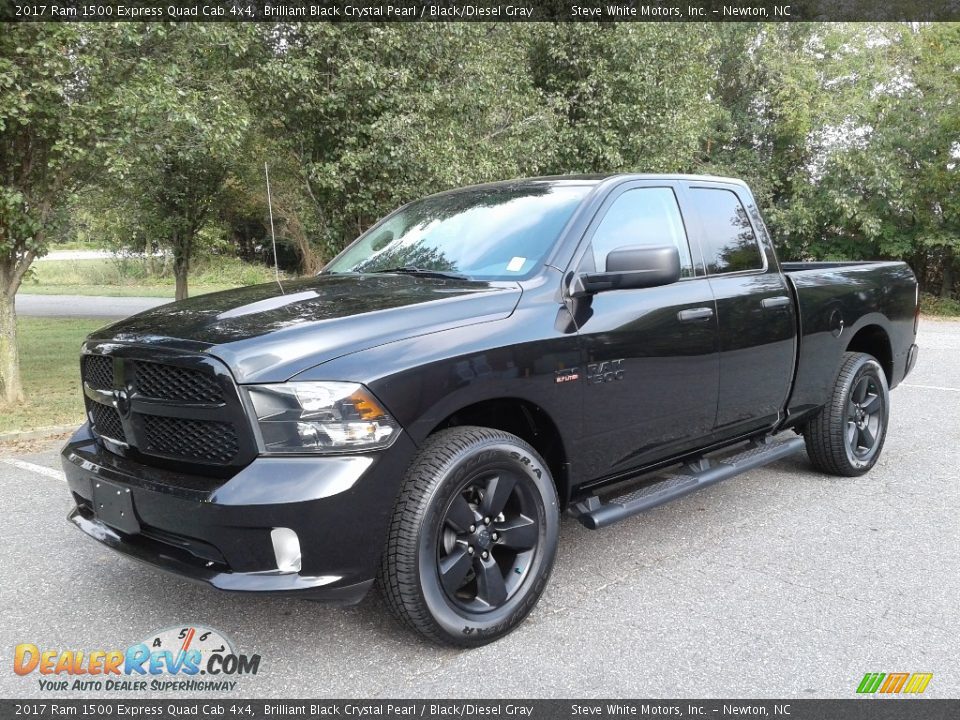 2017 Ram 1500 Express Quad Cab 4x4 Brilliant Black Crystal Pearl / Black/Diesel Gray Photo #2
