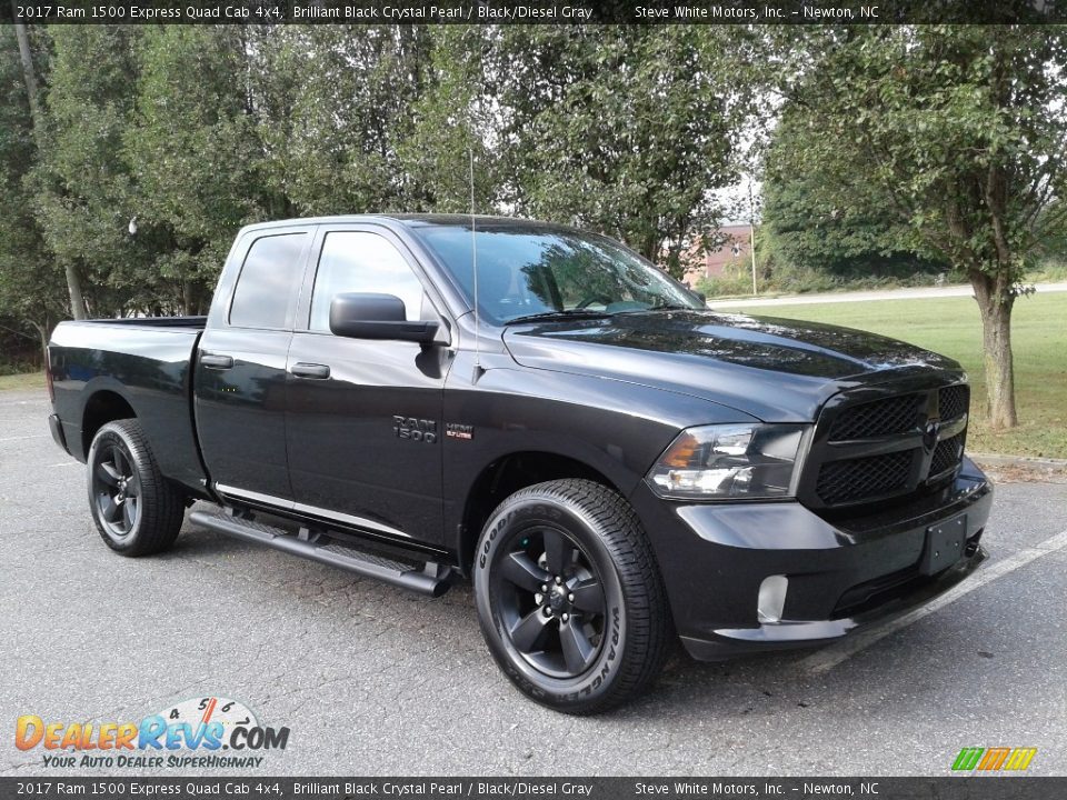 2017 Ram 1500 Express Quad Cab 4x4 Brilliant Black Crystal Pearl / Black/Diesel Gray Photo #4