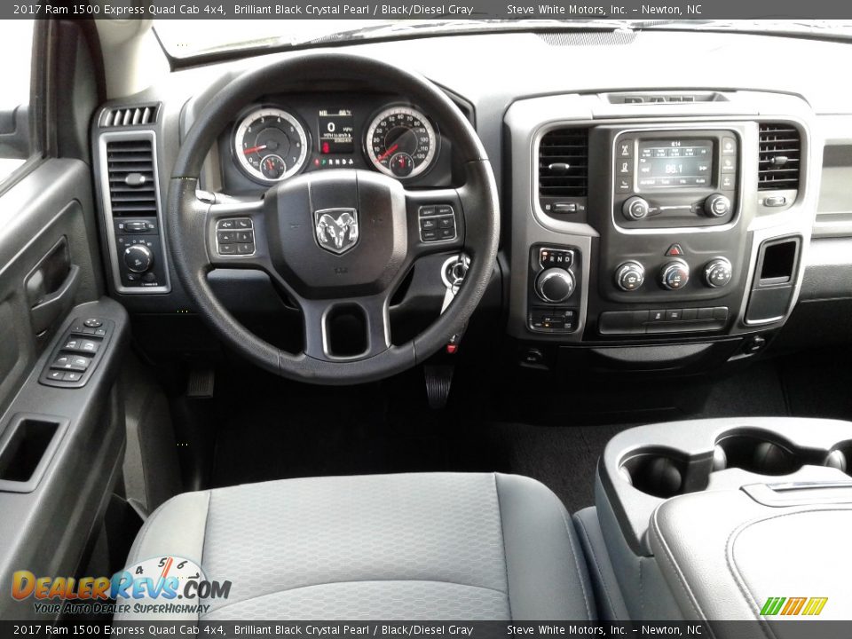 2017 Ram 1500 Express Quad Cab 4x4 Brilliant Black Crystal Pearl / Black/Diesel Gray Photo #24