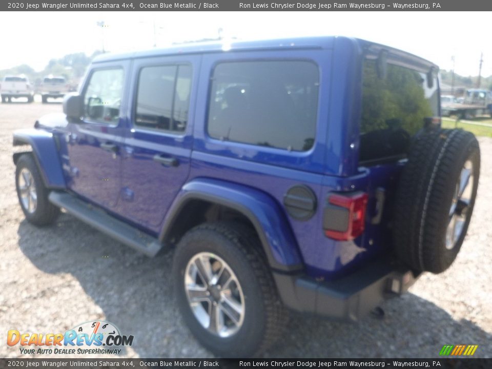 2020 Jeep Wrangler Unlimited Sahara 4x4 Ocean Blue Metallic / Black Photo #3