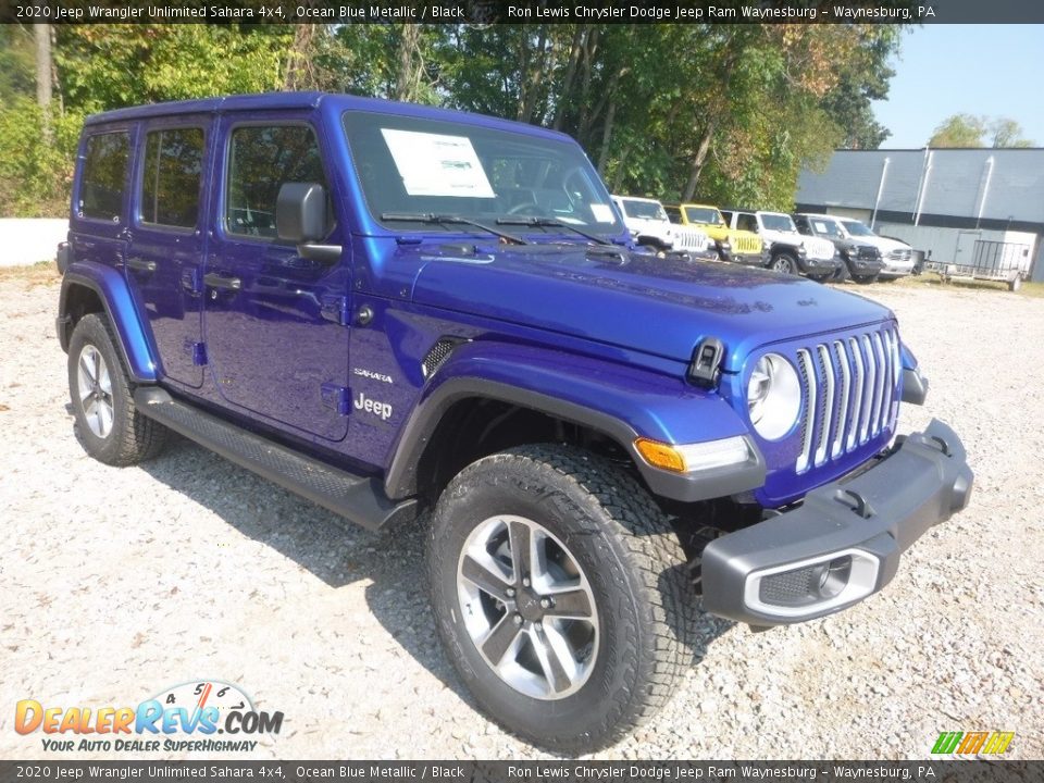 2020 Jeep Wrangler Unlimited Sahara 4x4 Ocean Blue Metallic / Black Photo #7