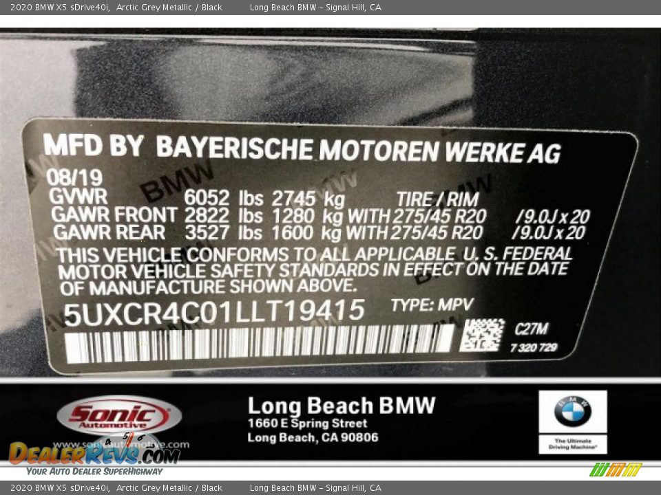 2020 BMW X5 sDrive40i Arctic Grey Metallic / Black Photo #11