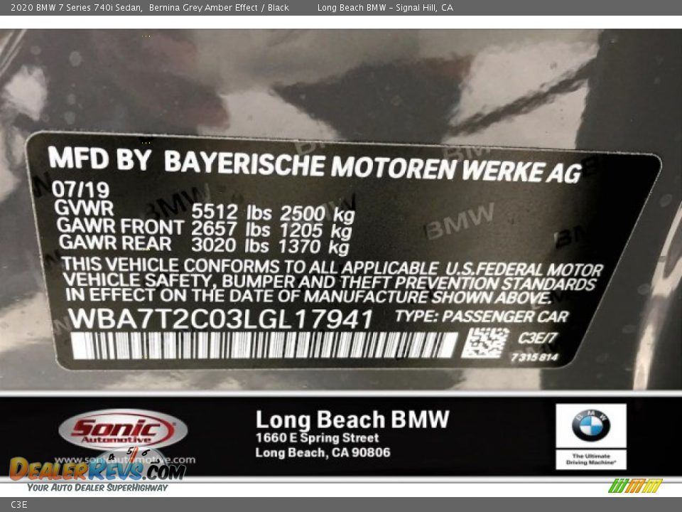 BMW Color Code C3E Bernina Grey Amber Effect