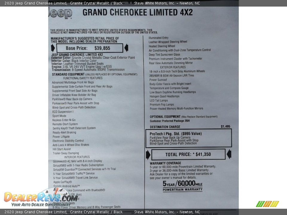 2020 Jeep Grand Cherokee Limited Granite Crystal Metallic / Black Photo #36