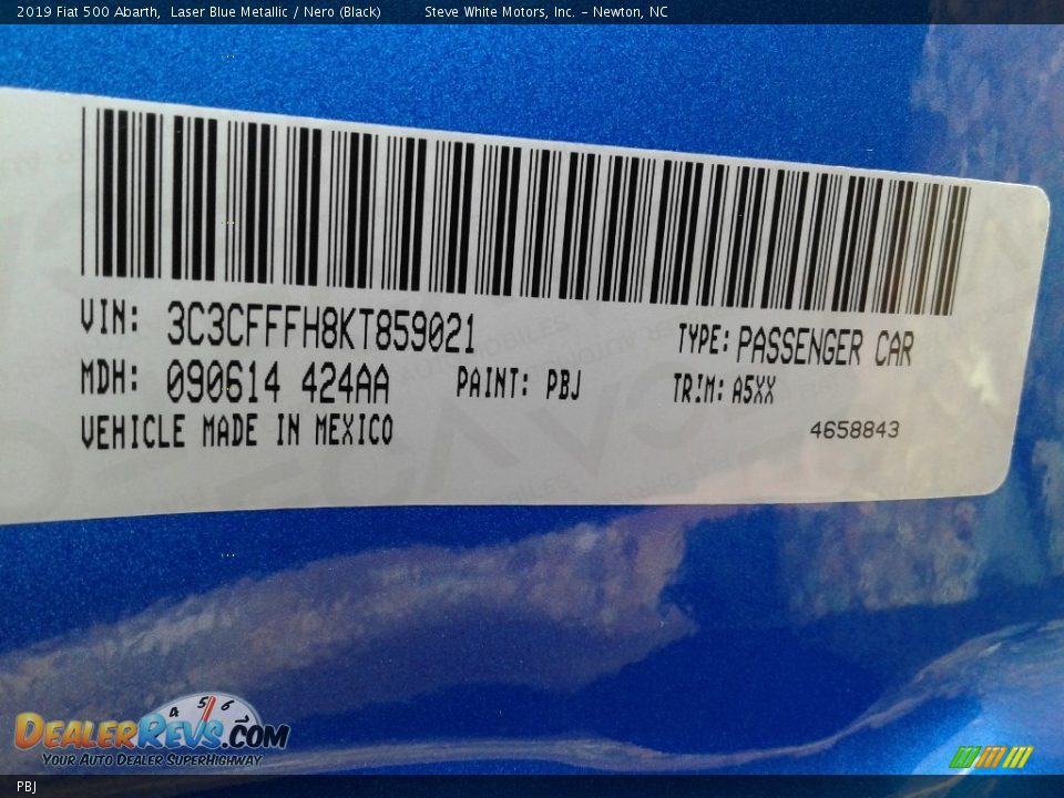 Fiat Color Code PBJ Laser Blue Metallic