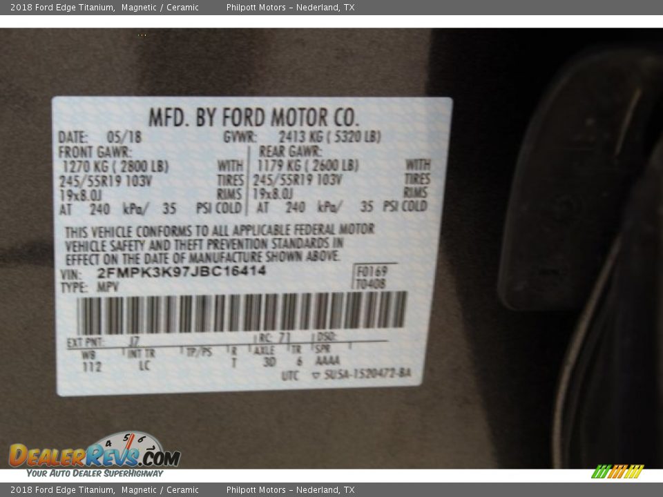 2018 Ford Edge Titanium Magnetic / Ceramic Photo #34