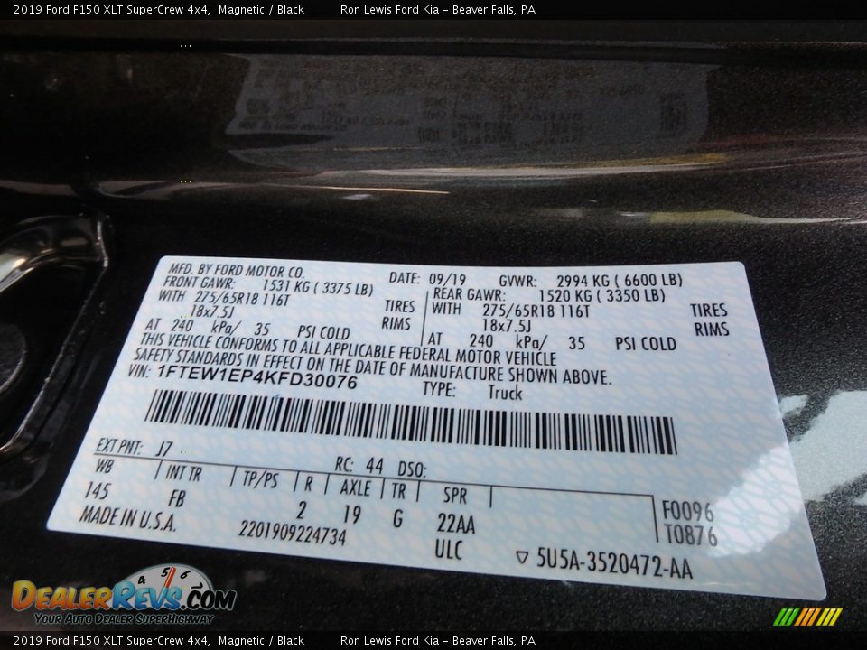 2019 Ford F150 XLT SuperCrew 4x4 Magnetic / Black Photo #10