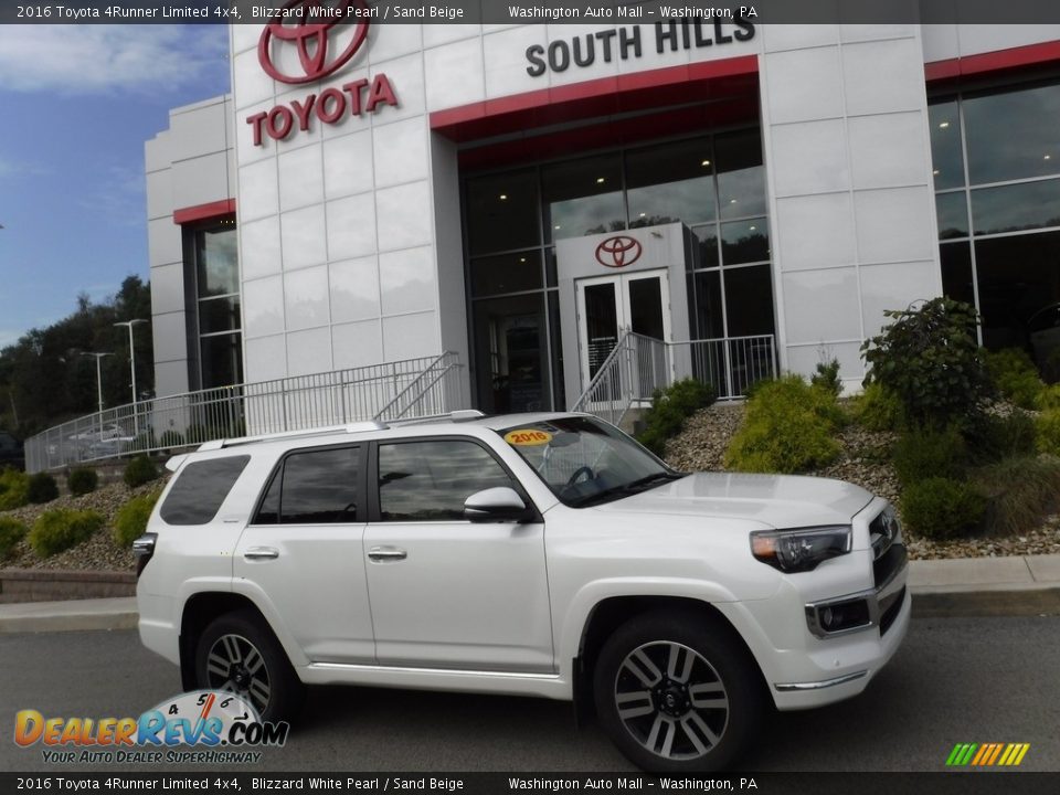 2016 Toyota 4Runner Limited 4x4 Blizzard White Pearl / Sand Beige Photo #2