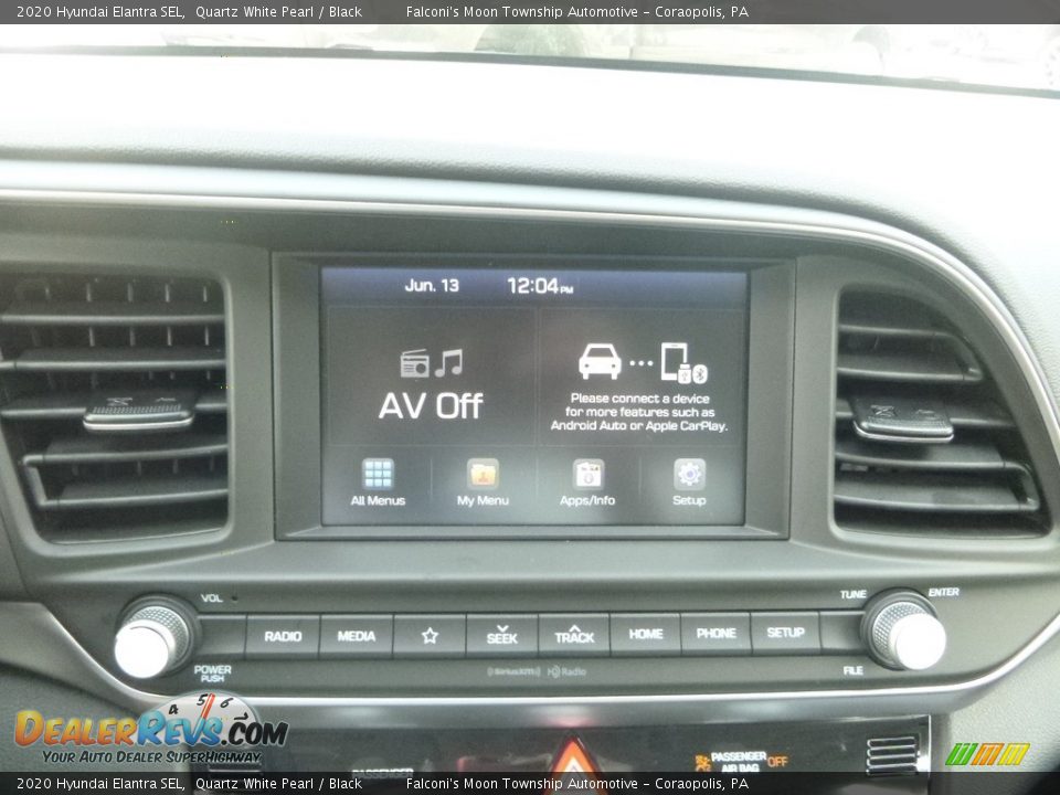 2020 Hyundai Elantra SEL Quartz White Pearl / Black Photo #13