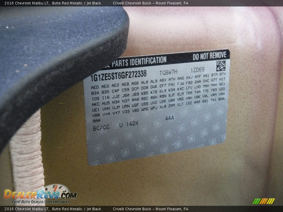 2016 Chevrolet Malibu LT Butte Red Metallic / Jet Black Photo #36
