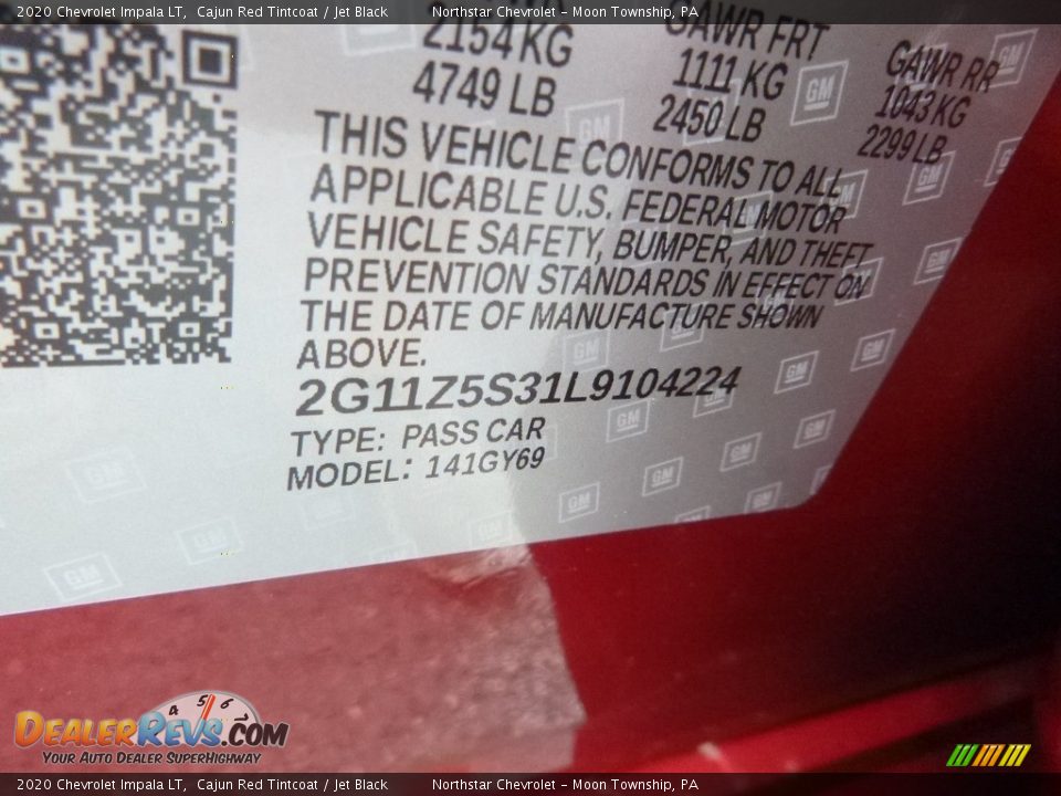 2020 Chevrolet Impala LT Cajun Red Tintcoat / Jet Black Photo #16