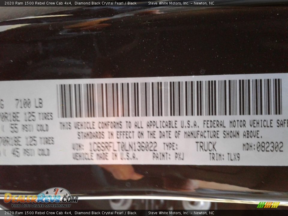2020 Ram 1500 Rebel Crew Cab 4x4 Diamond Black Crystal Pearl / Black Photo #34