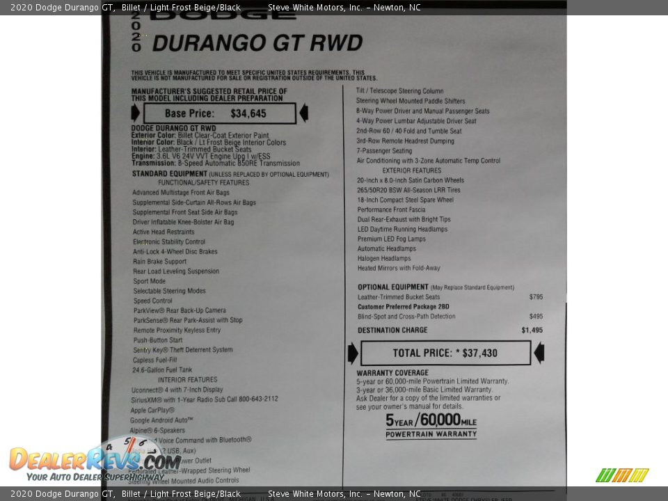 2020 Dodge Durango GT Billet / Light Frost Beige/Black Photo #34