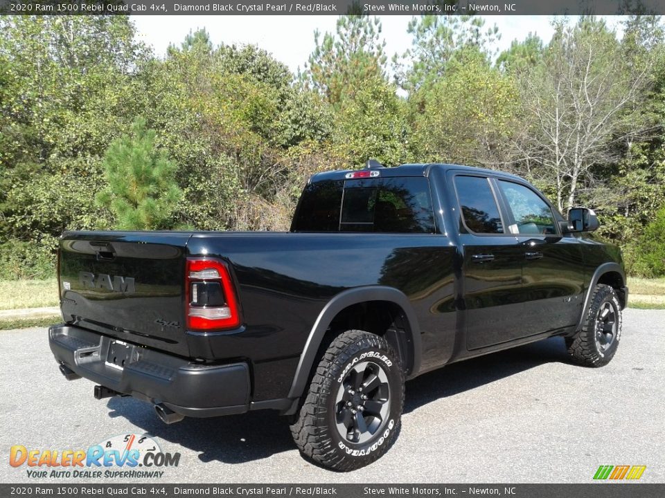 2020 Ram 1500 Rebel Quad Cab 4x4 Diamond Black Crystal Pearl / Red/Black Photo #6