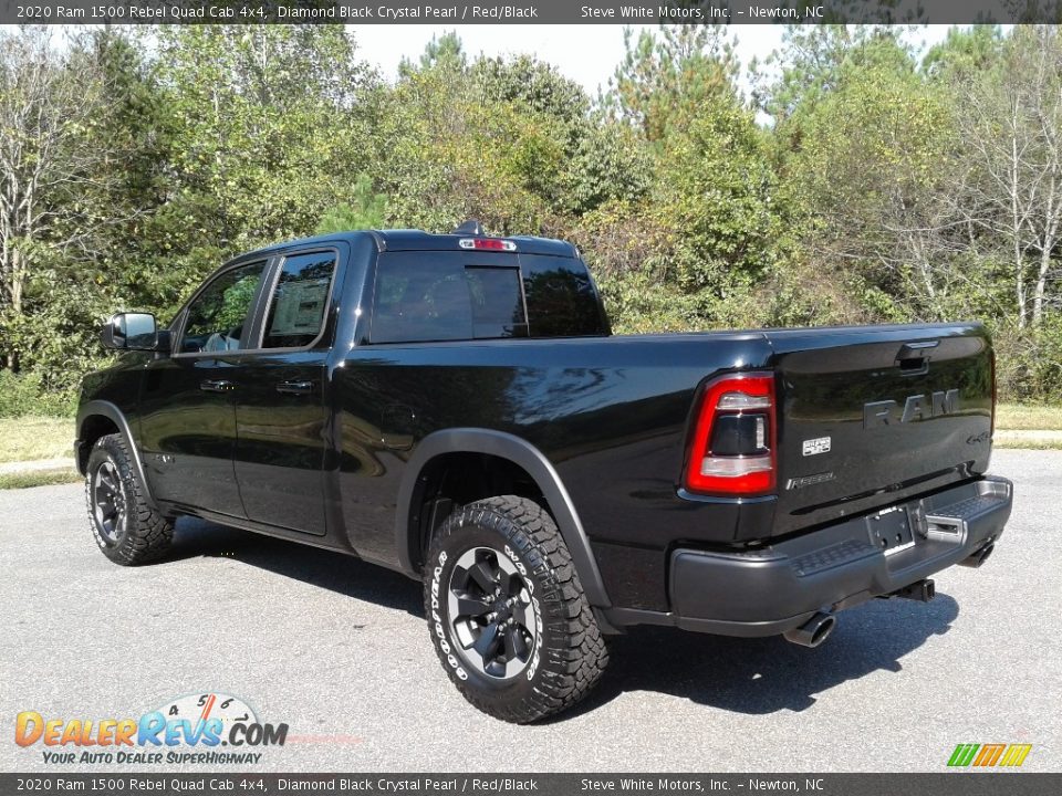 2020 Ram 1500 Rebel Quad Cab 4x4 Diamond Black Crystal Pearl / Red/Black Photo #8