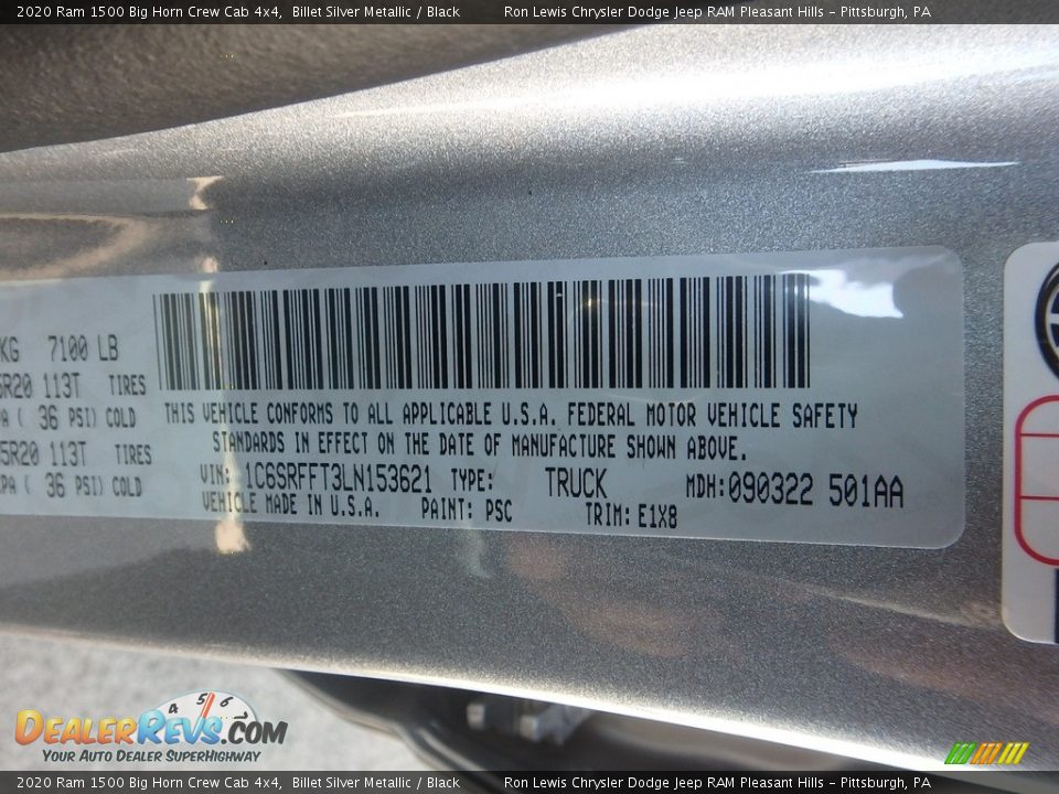 2020 Ram 1500 Big Horn Crew Cab 4x4 Billet Silver Metallic / Black Photo #20