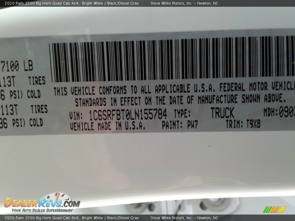 2020 Ram 1500 Big Horn Quad Cab 4x4 Bright White / Black/Diesel Gray Photo #33