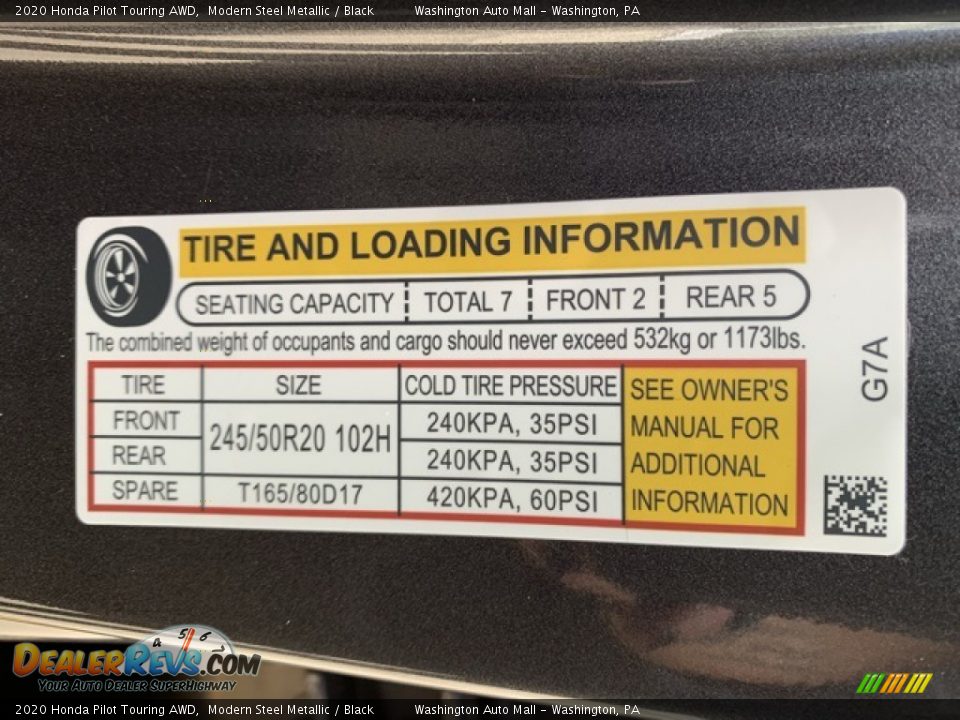 2020 Honda Pilot Touring AWD Modern Steel Metallic / Black Photo #6