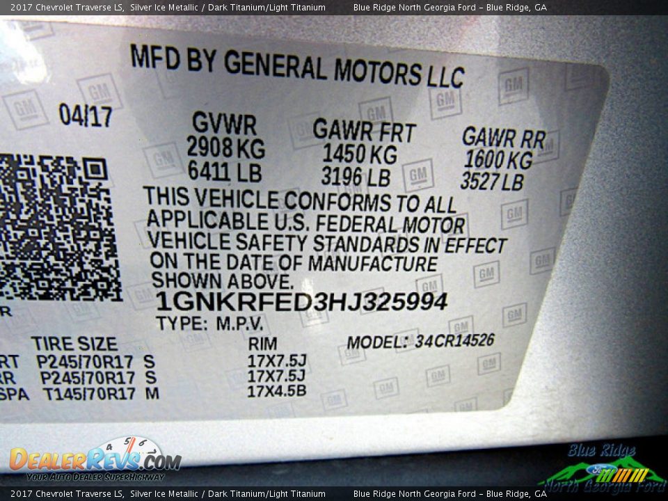 2017 Chevrolet Traverse LS Silver Ice Metallic / Dark Titanium/Light Titanium Photo #25