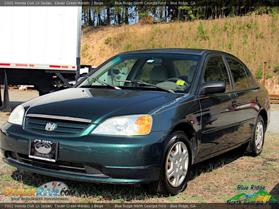 2002 Honda Civic LX Sedan Clover Green Metallic / Beige Photo #1