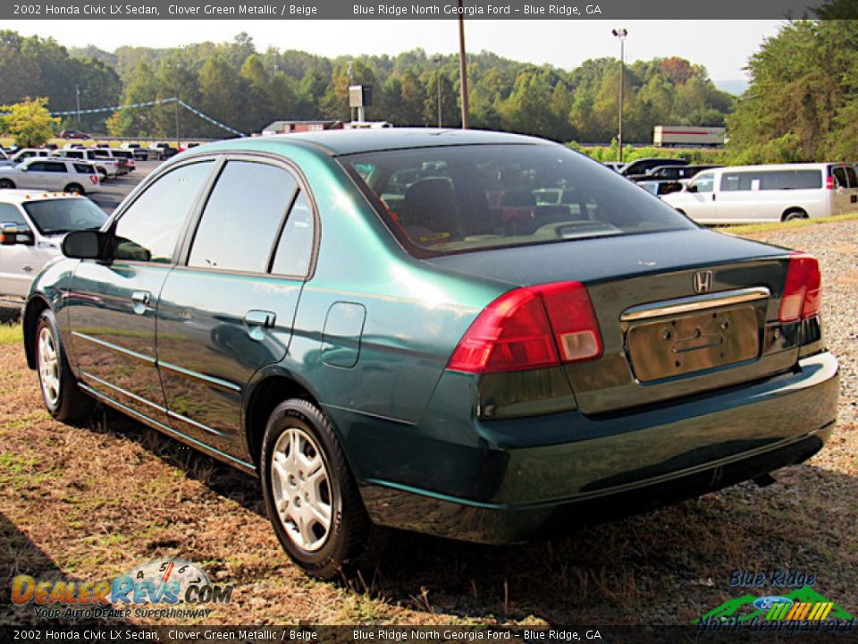 2002 Honda Civic LX Sedan Clover Green Metallic / Beige Photo #4