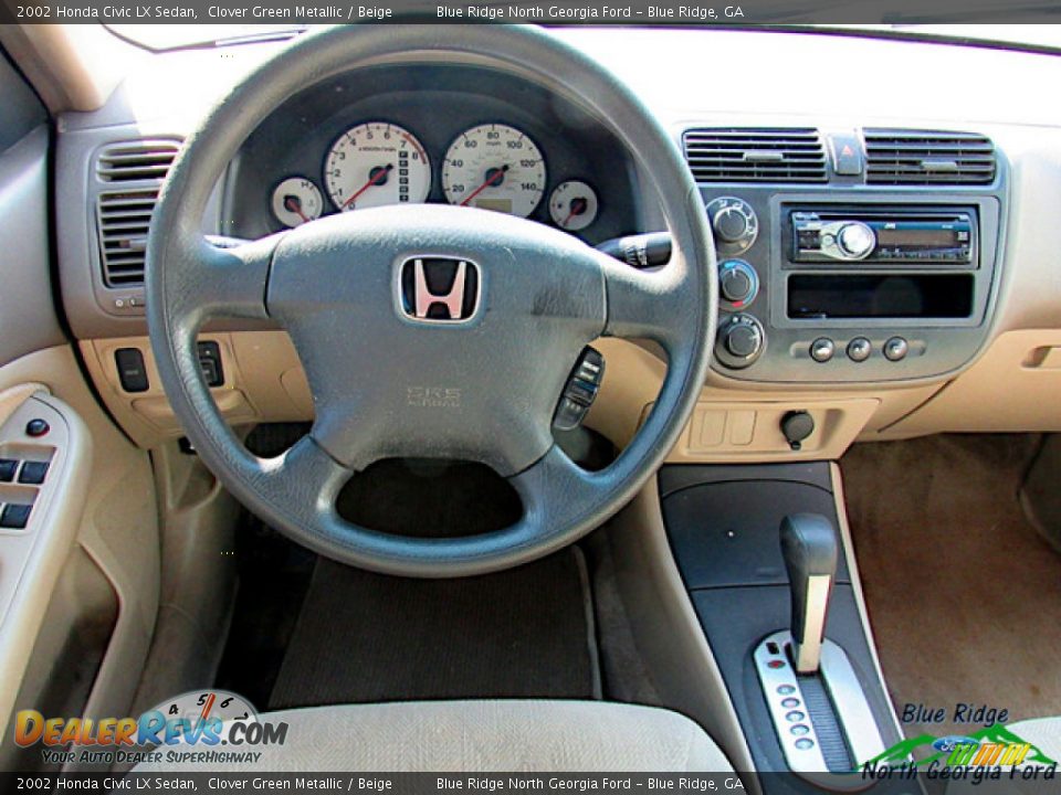 2002 Honda Civic LX Sedan Clover Green Metallic / Beige Photo #8