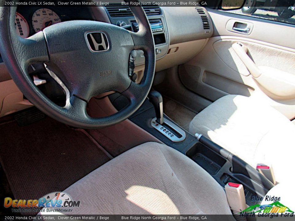 2002 Honda Civic LX Sedan Clover Green Metallic / Beige Photo #10