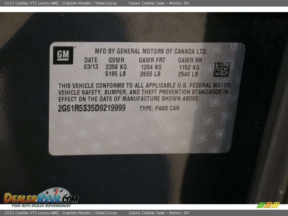 2013 Cadillac XTS Luxury AWD Graphite Metallic / Shale/Cocoa Photo #22