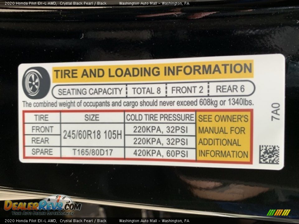 2020 Honda Pilot EX-L AWD Crystal Black Pearl / Black Photo #8