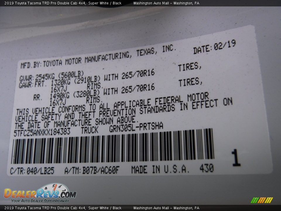 2019 Toyota Tacoma TRD Pro Double Cab 4x4 Super White / Black Photo #33