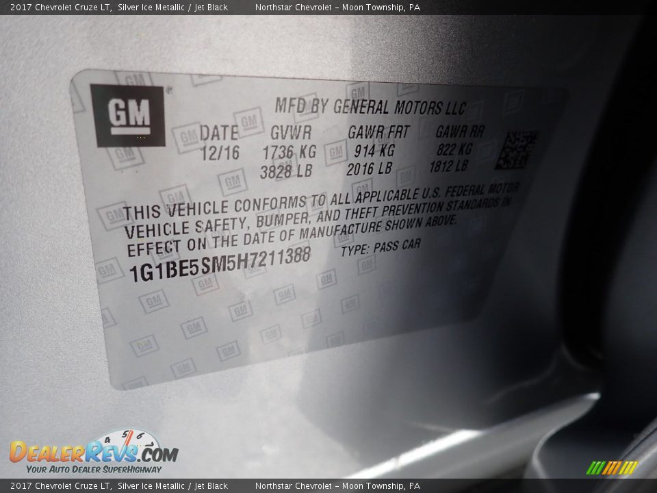 2017 Chevrolet Cruze LT Silver Ice Metallic / Jet Black Photo #28