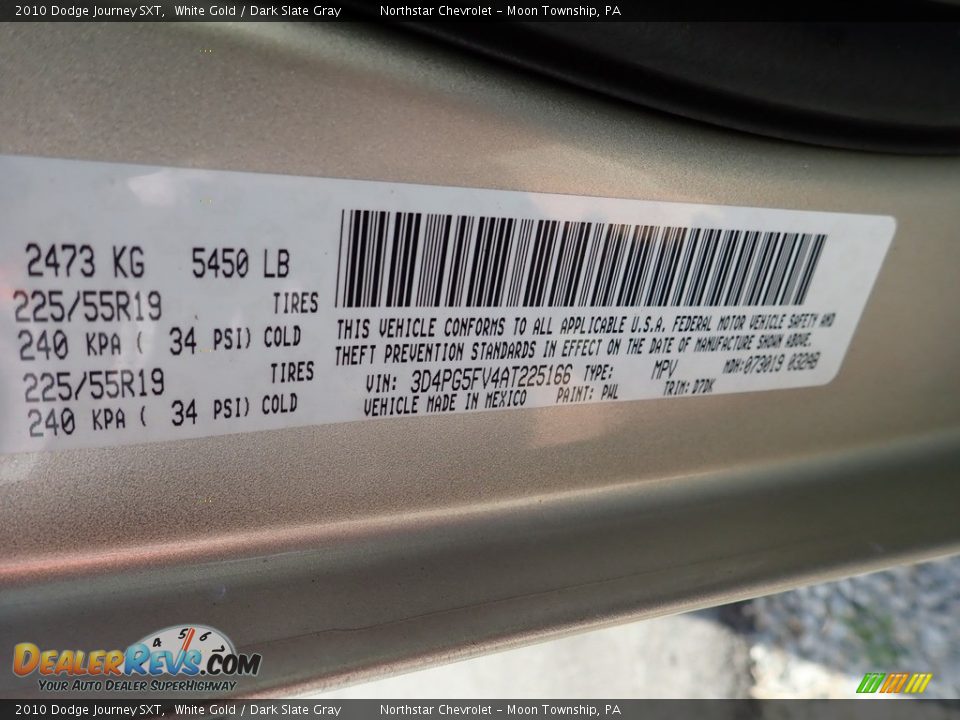 2010 Dodge Journey SXT White Gold / Dark Slate Gray Photo #14