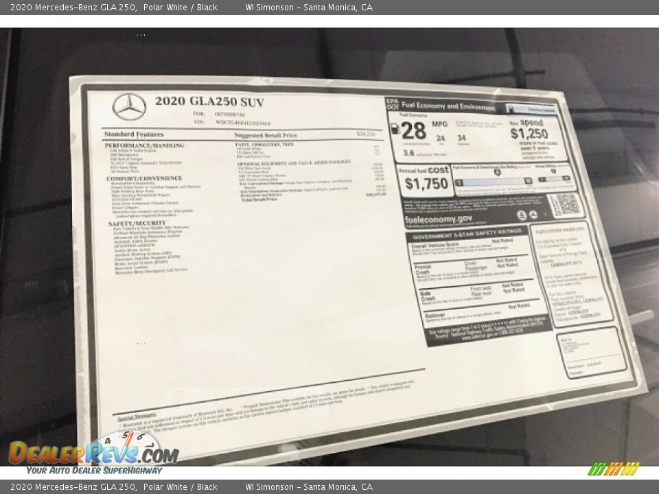 2020 Mercedes-Benz GLA 250 Polar White / Black Photo #10