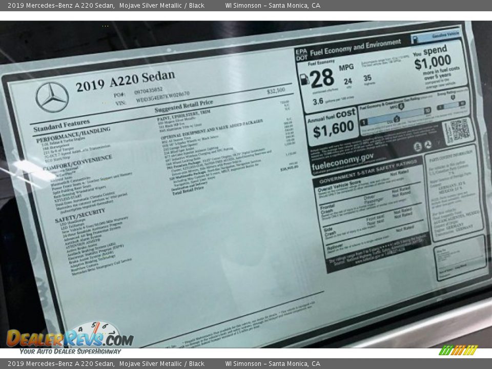 2019 Mercedes-Benz A 220 Sedan Mojave Silver Metallic / Black Photo #10