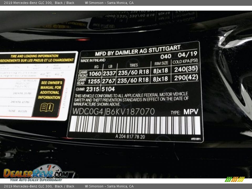 2019 Mercedes-Benz GLC 300 Black / Black Photo #10