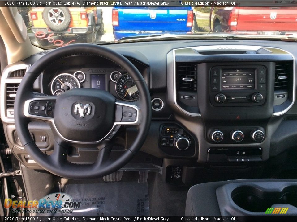 2020 Ram 1500 Big Horn Quad Cab 4x4 Diamond Black Crystal Pearl / Black/Diesel Gray Photo #3