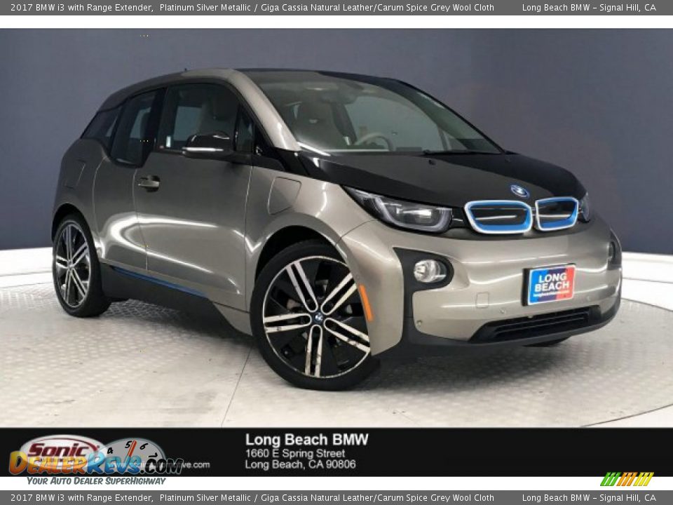 2017 BMW i3 with Range Extender Platinum Silver Metallic / Giga Cassia Natural Leather/Carum Spice Grey Wool Cloth Photo #1