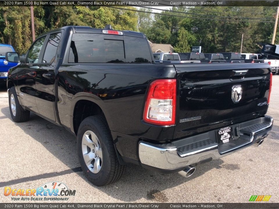 2020 Ram 1500 Big Horn Quad Cab 4x4 Diamond Black Crystal Pearl / Black/Diesel Gray Photo #7