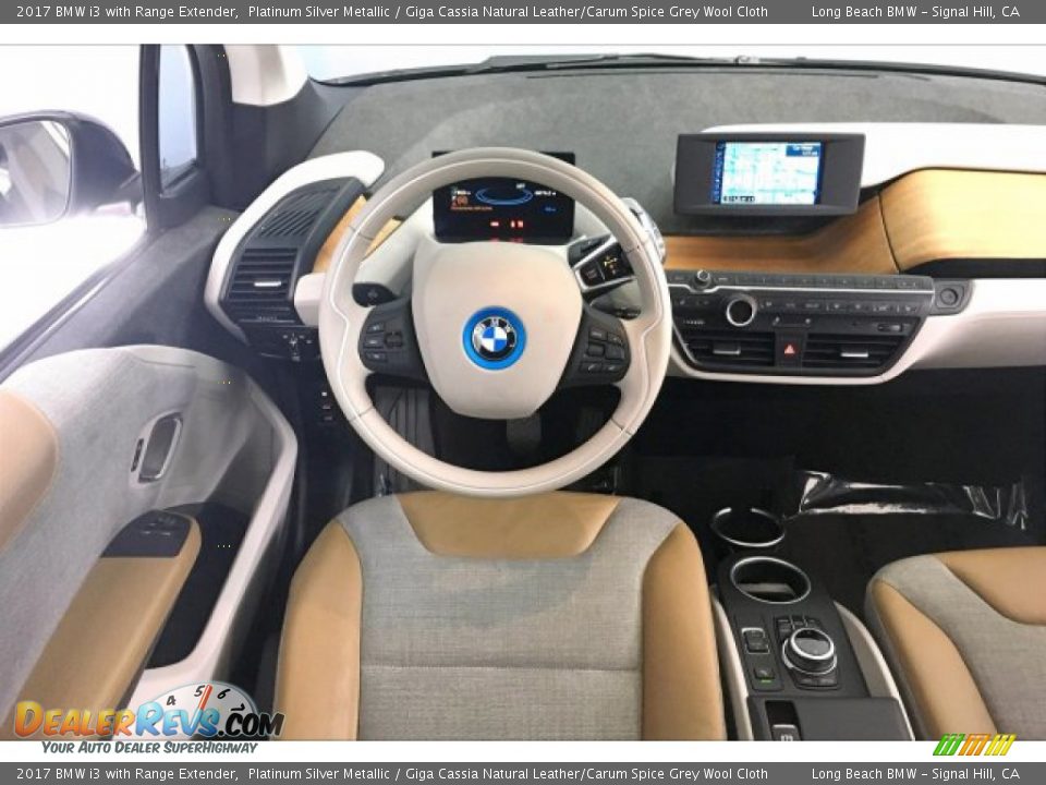 2017 BMW i3 with Range Extender Platinum Silver Metallic / Giga Cassia Natural Leather/Carum Spice Grey Wool Cloth Photo #4