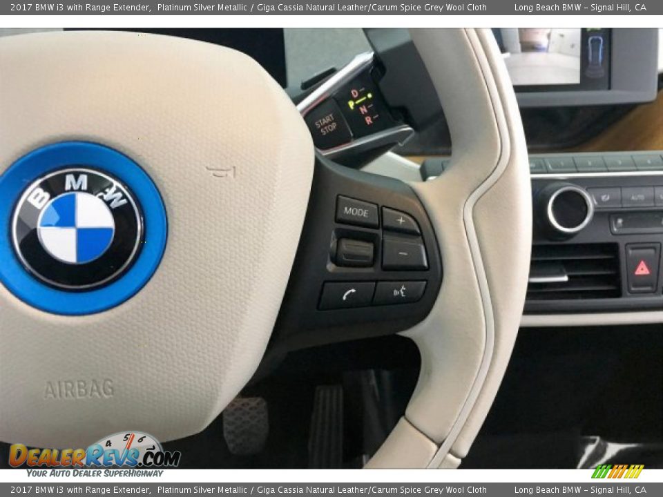 2017 BMW i3 with Range Extender Platinum Silver Metallic / Giga Cassia Natural Leather/Carum Spice Grey Wool Cloth Photo #15