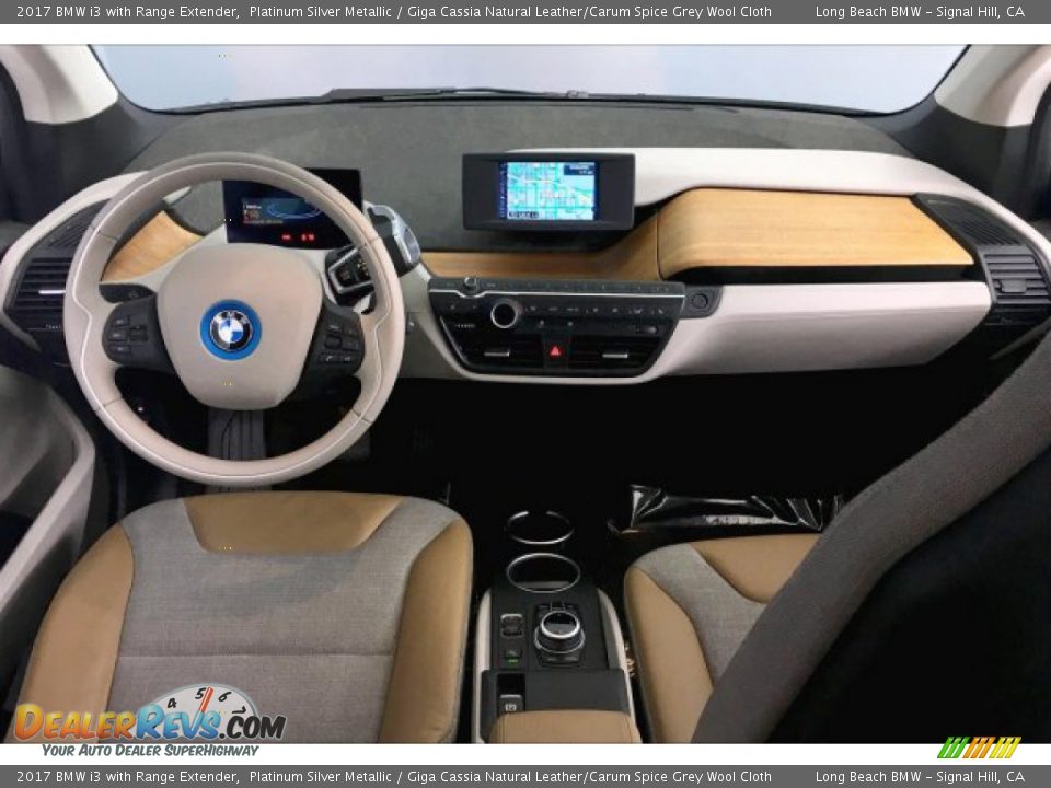 2017 BMW i3 with Range Extender Platinum Silver Metallic / Giga Cassia Natural Leather/Carum Spice Grey Wool Cloth Photo #20